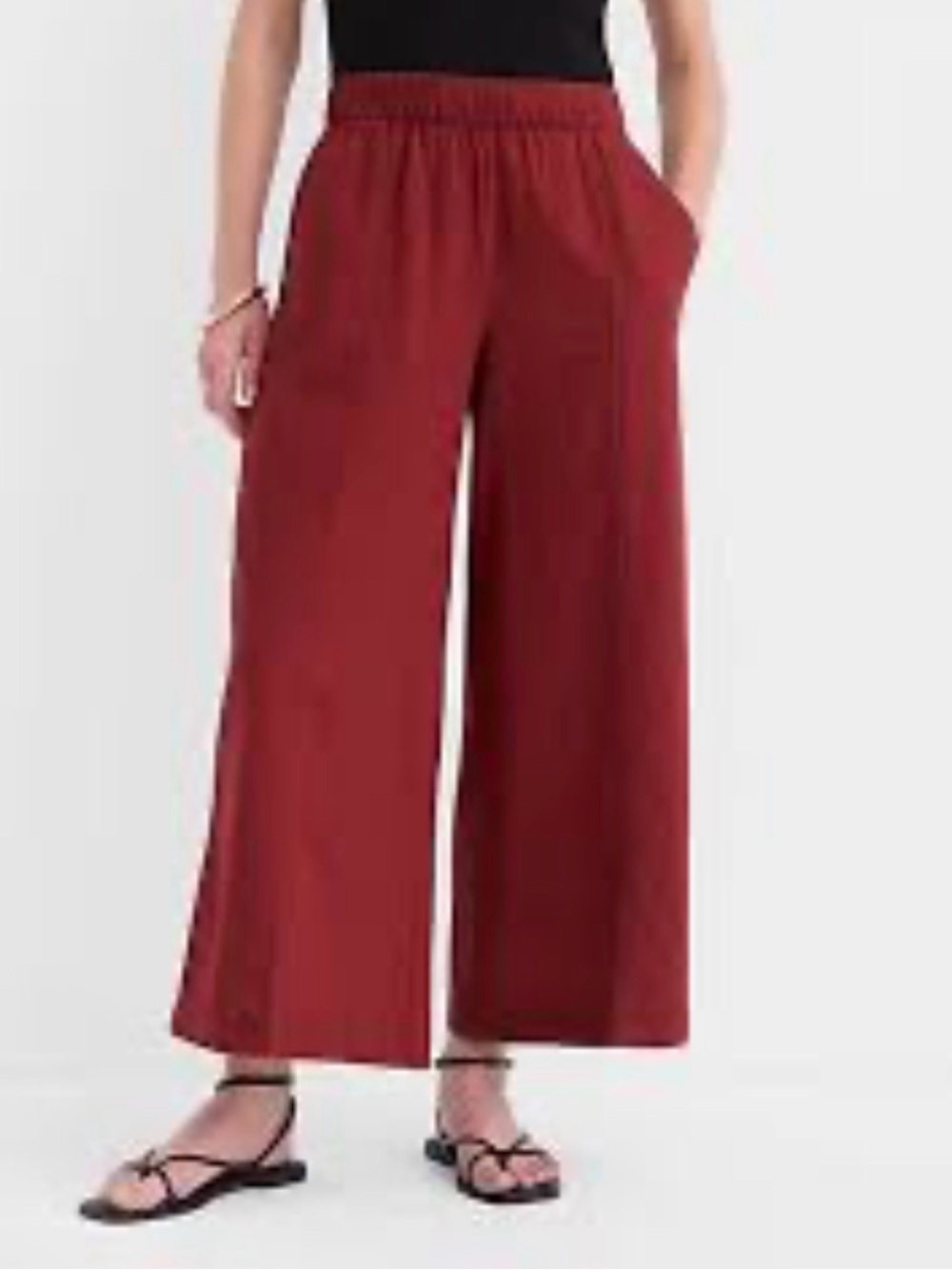 LOFT Wide-Leg high rise Pull-On Pants in orange